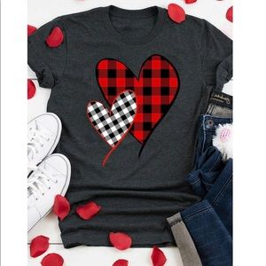Plaid hearts tee